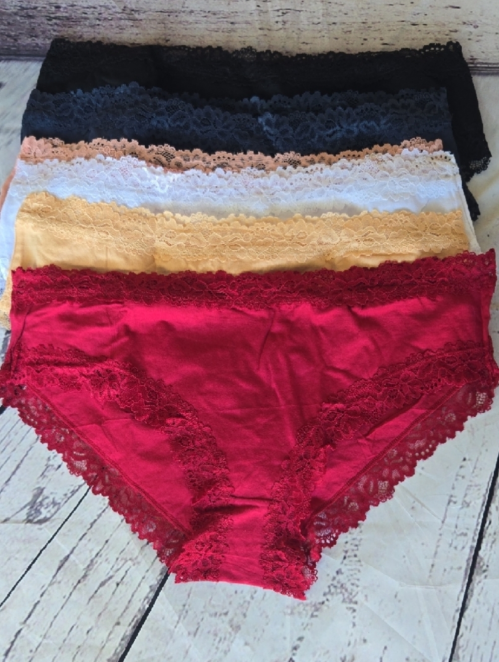 Lace Trim Bikini Panties - Multi Color Set XXL 6 Pairs Super Cute!